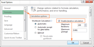 excel enable iterative calculation